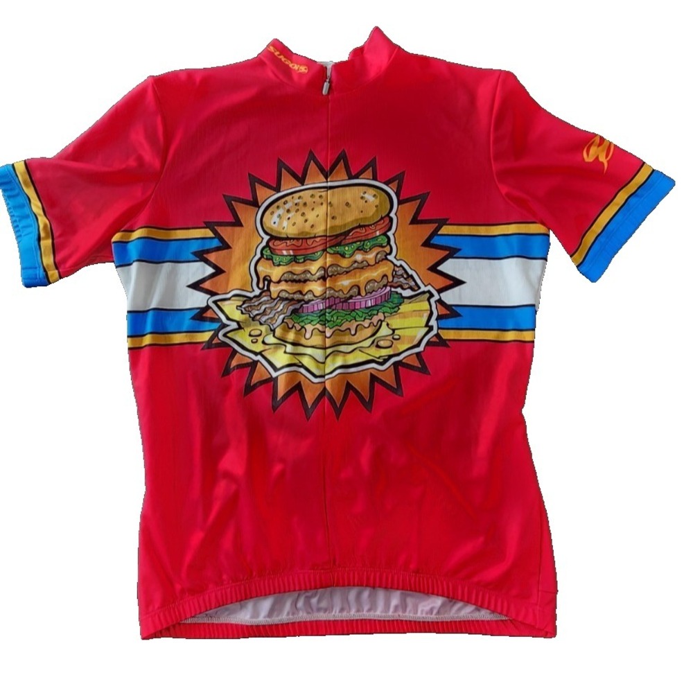Sugoi Burgers Cycling Jersey Graphic Bike Top Men's Size L